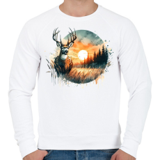 PRINTFASHION Szarvas - erdei naplemente - ajándék vadászoknak - Férfi pulóver - Fehér