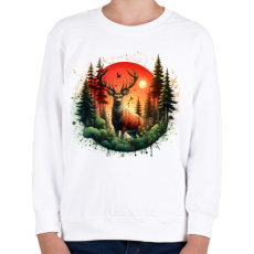 PRINTFASHION Szarvas - erdei naplemente - ajándék vadászoknak - Gyerek pulóver - Fehér