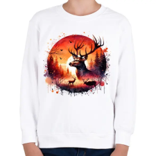 PRINTFASHION Szarvas - erdei naplemente - ajándék vadászoknak - Gyerek pulóver - Fehér gyerek pulóver, kardigán