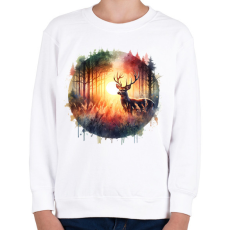 PRINTFASHION Szarvas - erdei naplemente - ajándék vadászoknak - Gyerek pulóver - Fehér