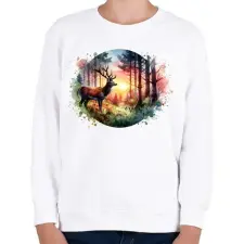 PRINTFASHION Szarvas - erdei naplemente - ajándék vadászoknak - Gyerek pulóver - Fehér gyerek pulóver, kardigán