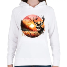 PRINTFASHION Szarvas - erdei naplemente - ajándék vadászoknak - Női kapucnis pulóver - Fehér női pulóver, kardigán