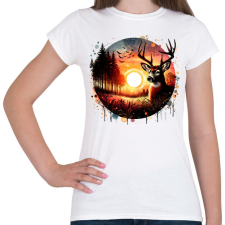 PRINTFASHION Szarvas - erdei naplemente - ajándék vadászoknak - Női póló - Fehér női póló