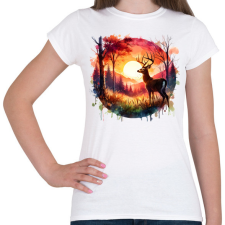 PRINTFASHION Szarvas - erdei naplemente - ajándék vadászoknak - Női póló - Fehér női póló