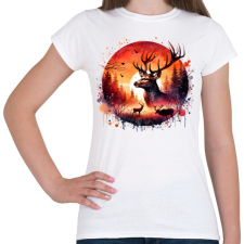 PRINTFASHION Szarvas - erdei naplemente - ajándék vadászoknak - Női póló - Fehér női póló
