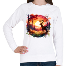 PRINTFASHION Szarvas - erdei naplemente - ajándék vadászoknak - Női pulóver - Fehér