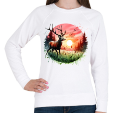 PRINTFASHION Szarvas - erdei naplemente - ajándék vadászoknak - Női pulóver - Fehér női pulóver, kardigán