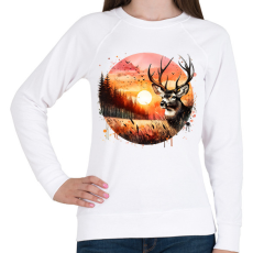 PRINTFASHION Szarvas - erdei naplemente - ajándék vadászoknak - Női pulóver - Fehér