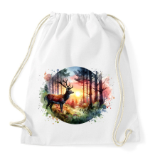 PRINTFASHION Szarvas - erdei naplemente - ajándék vadászoknak - Sportzsák, Tornazsák - Fehér tornazsák