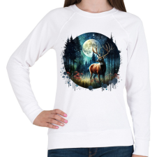 PRINTFASHION Szarvas - erdei telihold - ajándék vadászoknak - Női pulóver - Fehér női pulóver, kardigán