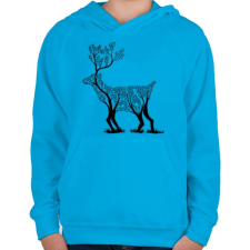 PRINTFASHION Szarvas fa  - Gyerek kapucnis pulóver - Azúrkék gyerek pulóver, kardigán