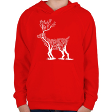 PRINTFASHION Szarvas fa - Gyerek kapucnis pulóver - Piros gyerek pulóver, kardigán