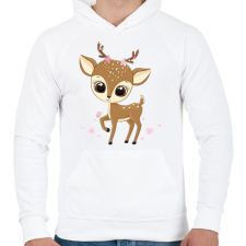 PRINTFASHION Szarvas  - Férfi kapucnis pulóver - Fehér férfi pulóver, kardigán