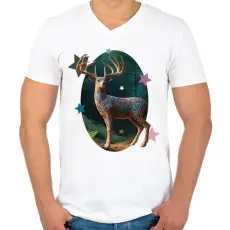 PRINTFASHION Szarvas - Férfi V-nyakú póló - Fehér
