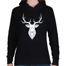 PRINTFASHION Szarvas geometria - Női kapucnis pulóver - Fekete női pulóver, kardigán