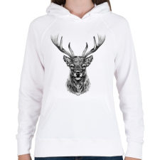 PRINTFASHION szarvas portré - Női kapucnis pulóver - Fehér női pulóver, kardigán
