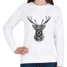 PRINTFASHION szarvas portré - Női pulóver - Fehér női pulóver, kardigán