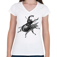 PRINTFASHION Szarvasbogár - vonalrajz - Női V-nyakú póló - Fehér