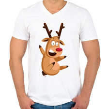 PRINTFASHION Szarvaska - Férfi V-nyakú póló - Fehér férfi póló