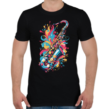 PRINTFASHION Szaxofon - Férfi póló - Fekete férfi póló