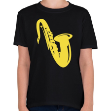 PRINTFASHION Szaxofon - Gyerek póló - Fekete gyerek póló