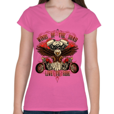 PRINTFASHION Szelek útján - Női V-nyakú póló - Rózsaszín