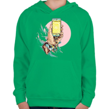 PRINTFASHION Szelfi - Gyerek kapucnis pulóver - Zöld gyerek pulóver, kardigán