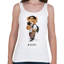 PRINTFASHION Szelfi maci - Női atléta - Fehér női trikó