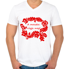 PRINTFASHION Szelíd szitkok - a macska rúgja meg - Férfi V-nyakú póló - Fehér
