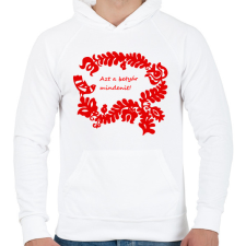 PRINTFASHION Szelíd szitkok - betyár mindenit - Férfi kapucnis pulóver - Fehér férfi pulóver, kardigán