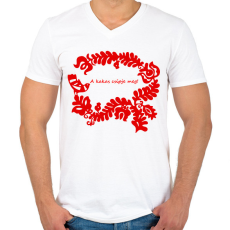 PRINTFASHION Szelíd szitkok - kakas csípje meg - Férfi V-nyakú póló - Fehér