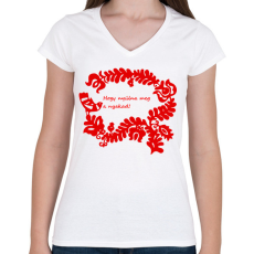 PRINTFASHION Szelíd szitkok - nyúlna meg a nyakad - Női V-nyakú póló - Fehér