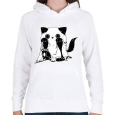 PRINTFASHION Szellem cica - Női kapucnis pulóver - Fehér
