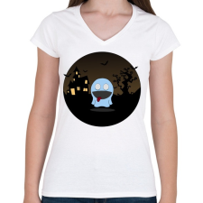 PRINTFASHION Szellem - Női V-nyakú póló - Fehér női póló