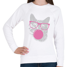 PRINTFASHION Szemüveges macska - Női pulóver - Fehér