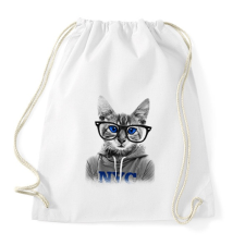 PRINTFASHION Szemüveges Macska - Sportzsák, Tornazsák - Fehér tornazsák