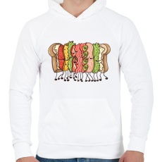 PRINTFASHION Szendvics ölelés - Férfi kapucnis pulóver - Fehér