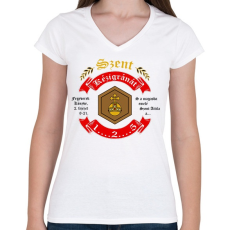 PRINTFASHION Szent Gránát - Női V-nyakú póló - Fehér
