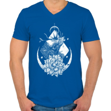 PRINTFASHION Szent szarvas - Férfi V-nyakú póló - Királykék