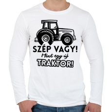 PRINTFASHION Szép vagy mint egy új traktor - Férfi hosszú ujjú póló - Fehér