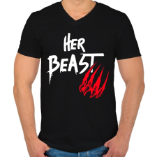 PRINTFASHION Szépség és a szörnyeteg - páros férfi - Férfi V-nyakú póló - Fekete férfi póló