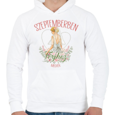 PRINTFASHION Szeptemberben férjhez megyek - Férfi kapucnis pulóver - Fehér