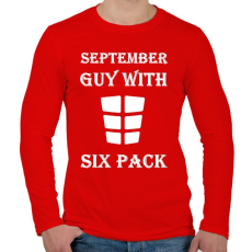 PRINTFASHION Szeptemberben született kockás hasú - Férfi hosszú ujjú póló - Piros