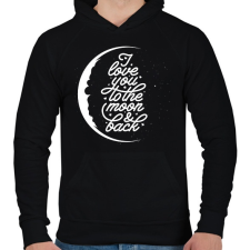 PRINTFASHION Szerelem a holdig és vissza - Férfi kapucnis pulóver - Fekete női pulóver, kardigán