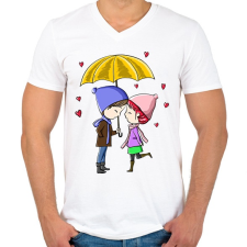 PRINTFASHION szerelem, esernyő - Férfi V-nyakú póló - Fehér férfi póló