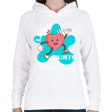 PRINTFASHION Szerelem fáj - Női kapucnis pulóver - Fehér női pulóver, kardigán