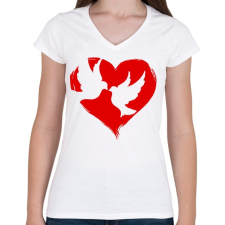 PRINTFASHION Szerelem - Női V-nyakú póló - Fehér női póló
