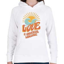 PRINTFASHION Szerelem nyelv - Love is universal - Női kapucnis pulóver - Fehér női pulóver, kardigán