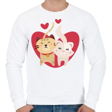 PRINTFASHION Szerelmes cicák - Férfi pulóver - Fehér férfi pulóver, kardigán