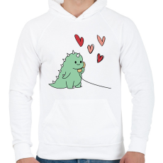 PRINTFASHION Szerelmes dínó (fiú) - Férfi kapucnis pulóver - Fehér